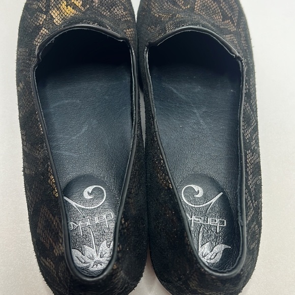 Dansko Olivia Snake Skin Black & Gold Loafer Ballet Flats - Picture 4 of 6